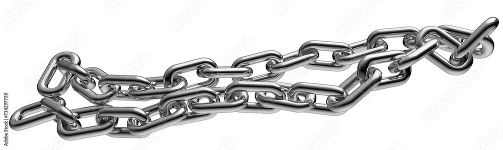 Obraz premium Silver chain isolated on a transparent background. 3D render.