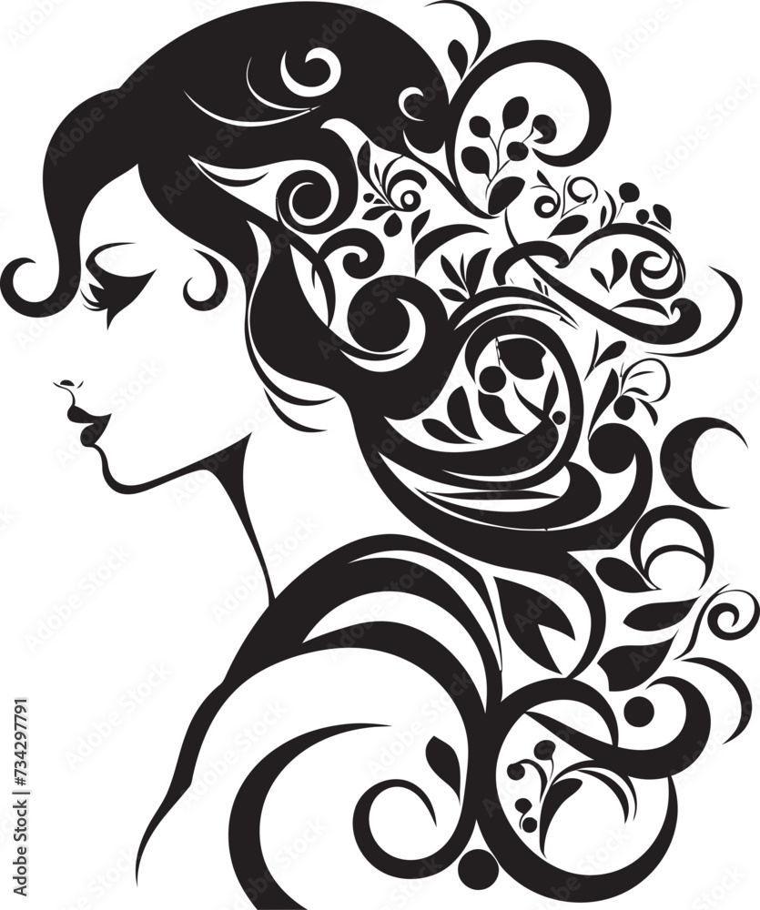 Obsidian Essence Contemporary Abstract Woman Face Vector Design Silent Silhouette Elegant Black Woman Face Vector Graphic