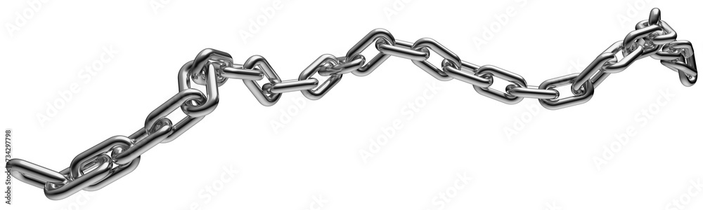 Obraz premium Silver chain isolated on a transparent background. 3D render.