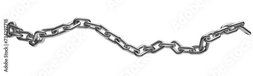 Silver chain isolated on a transparent background. 3D render.