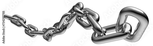 Silver chain isolated on a transparent background. 3D render.