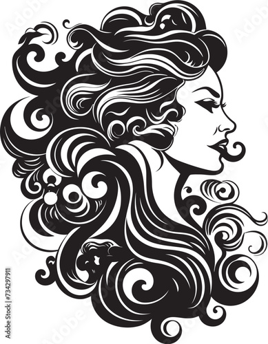 Ink Noir Serenade Intriguing Vector Design of Black Woman Face Obsidian Essence Contemporary Black Woman Face Vector Element