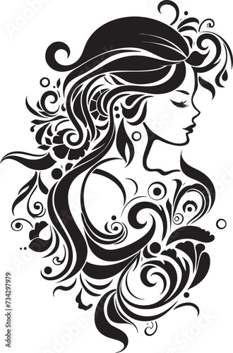 Nocturnal Essence Chic Black Abstract Woman Face Design Enigma Expression Elegant Vector Graphic of Black Woman Face
