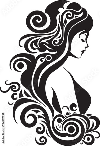 Dark Reflections Sophisticated Abstract Woman Face Symbol Sleek Shadow Profile Modern Black Woman Face Vector Element