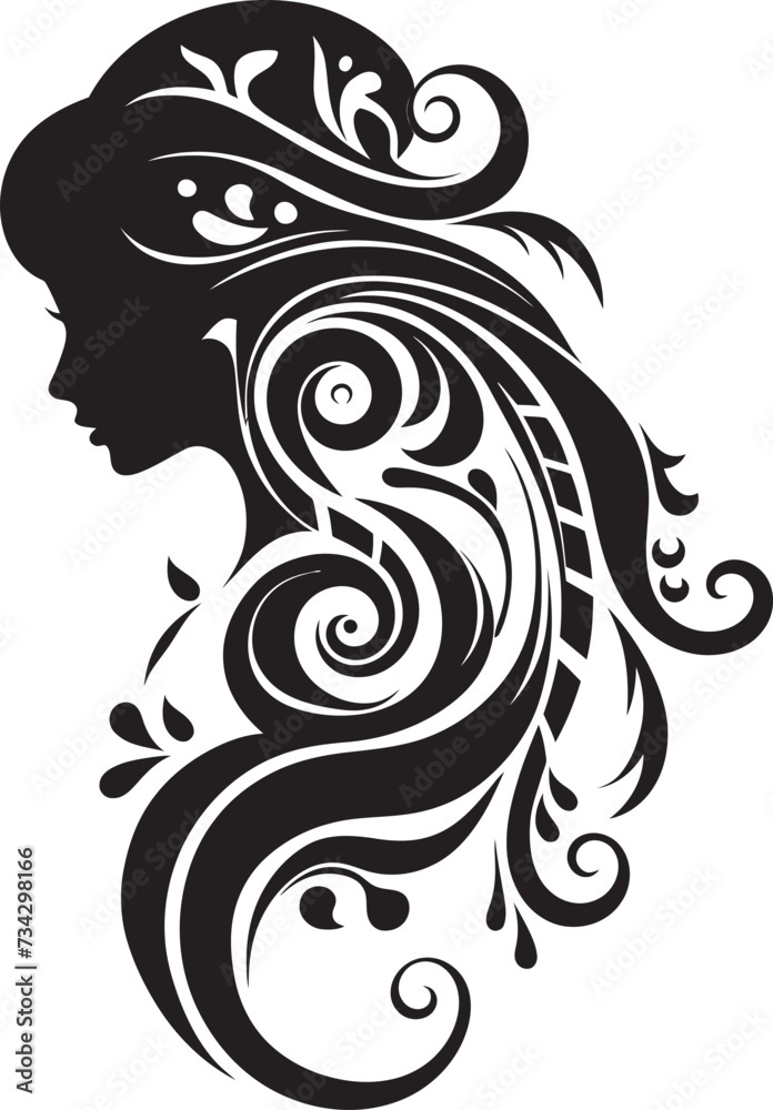 Ink Elegance Contemporary Vector Design of Black Woman Face Shadowed Symphony Sleek Abstract Woman Face Graphic