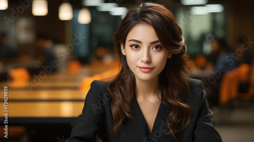 portrait of a tender smiling asian woman indoor 