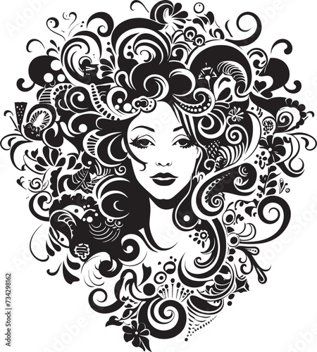 Enigma Expression Refined Black Woman Face Vector Element Dark Reflections Minimalistic Abstract Woman Face Graphic