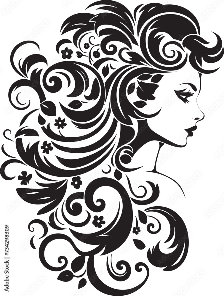 Ethereal Noir Muse Minimalistic Black Woman Face Graphic Midnight Serenity Chic Abstract Woman Face Vector Design