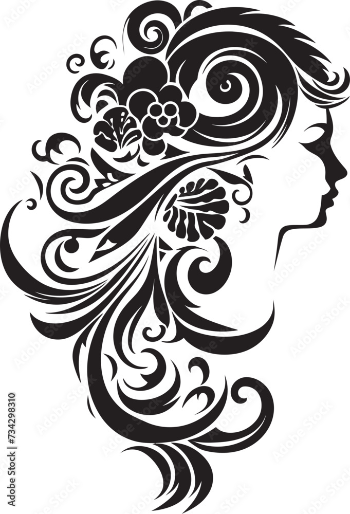 Midnight Serenity Chic Abstract Woman Face Vector Design Obsidian Elegance Abstract Black Woman Face Vector Graphic