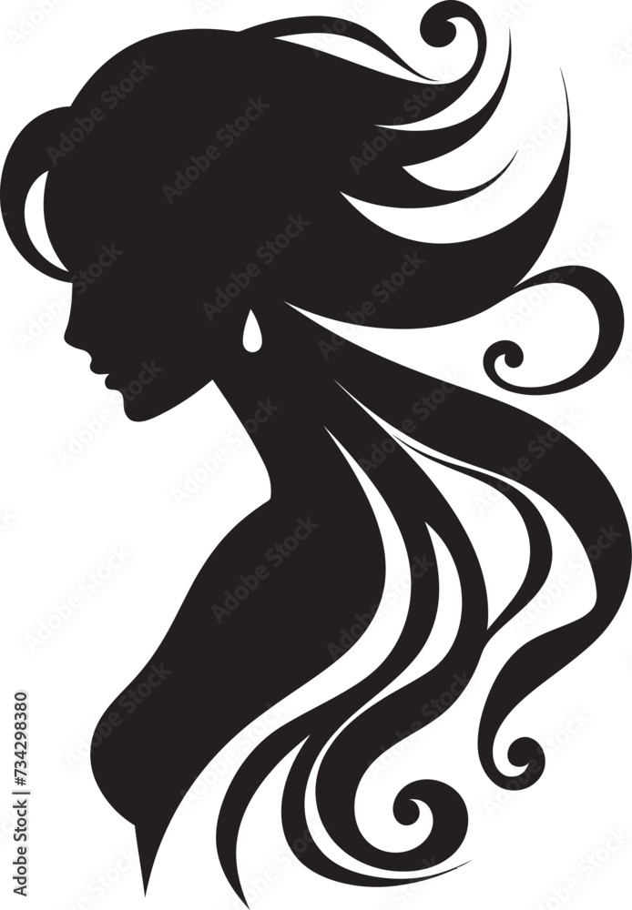 Silhouette Sensation Intriguing Black Abstract Woman Face Ethereal Essence Elegant Vector Graphic of Black Woman Face