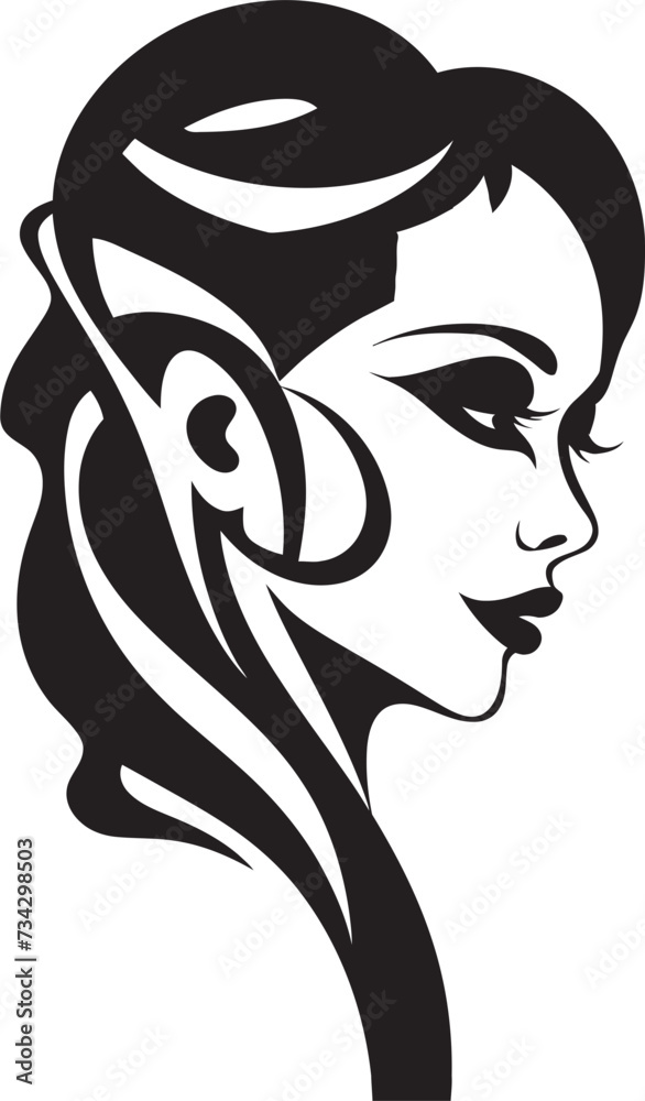 Ink Noir Impression Contemporary Vector Design of Black Woman Face Silent Silhouette Minimalistic Abstract Woman Face Vector Graphic