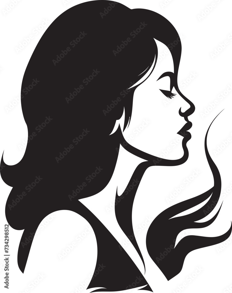 Ink Impressions Minimalistic Vector Design of Black Woman Face Shadowed Splendor Sophisticated Black Abstract Woman Face