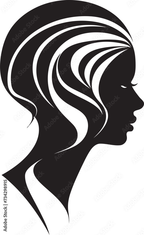 Chic Contours Minimalistic Vector Design of Black Woman Face Obsidian Obsession Refined Black Abstract Woman Face
