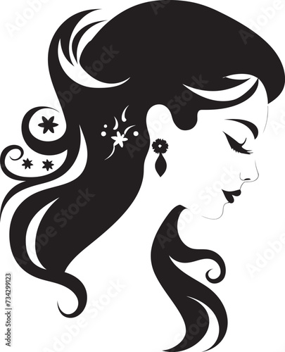 Silent Silhouette Refined Vector Graphic of Black Woman Face Mystic Monochrome Minimalistic Abstract Woman Face Symbol