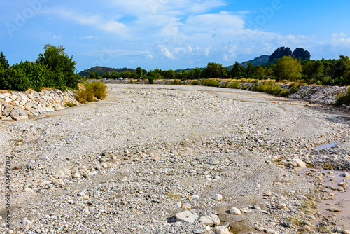 Dry riverbed in a Kemer town. Antalya province, Turkey