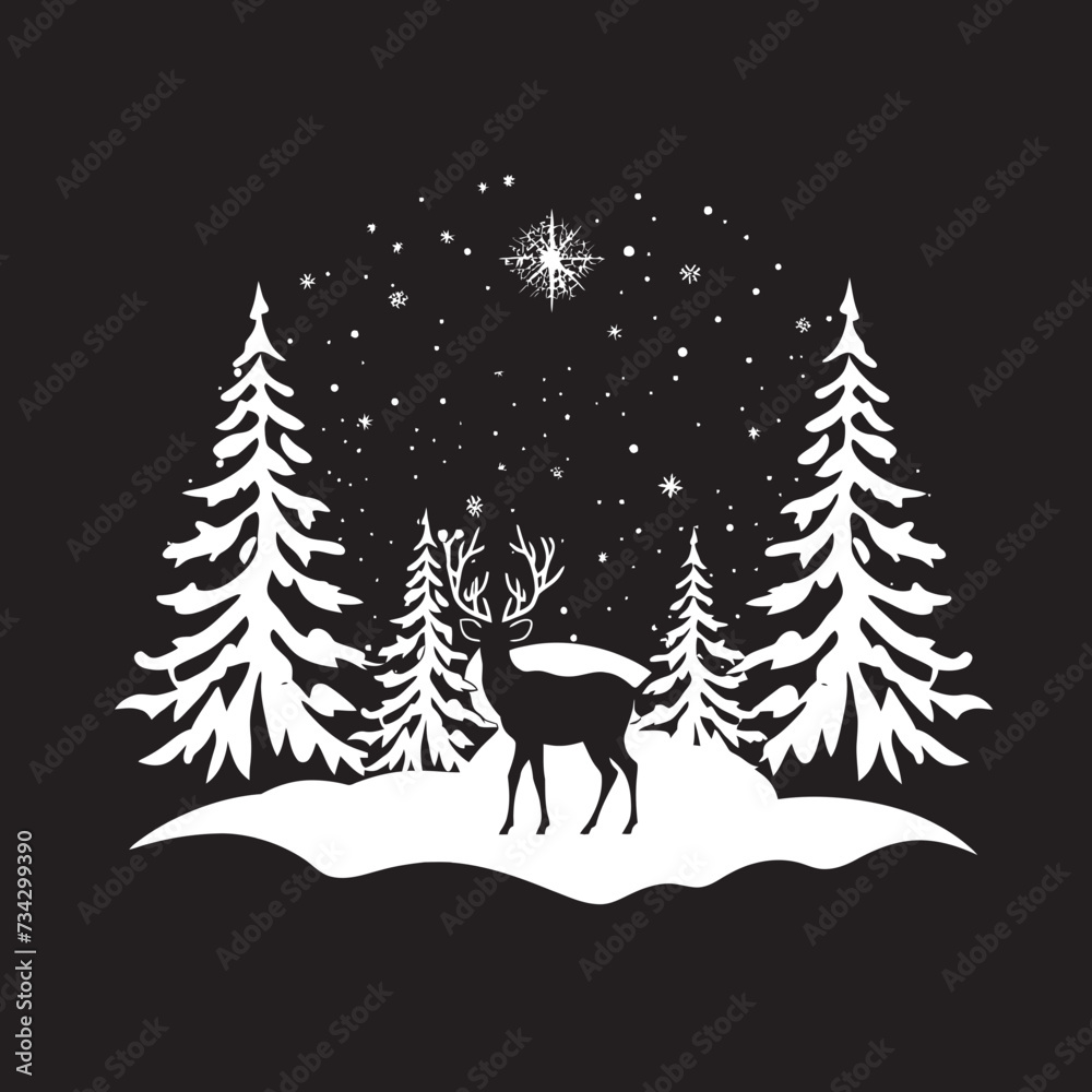 Ink Frosty Flurries Contemporary Vector Christmas Card Shadowed Sleigh Ride Chic Black Christmas Card Art Ink Frosty Flurries Contemporary Vector Christmas Card Shadowed Sleigh Ride Chic Black Christmas Card Art