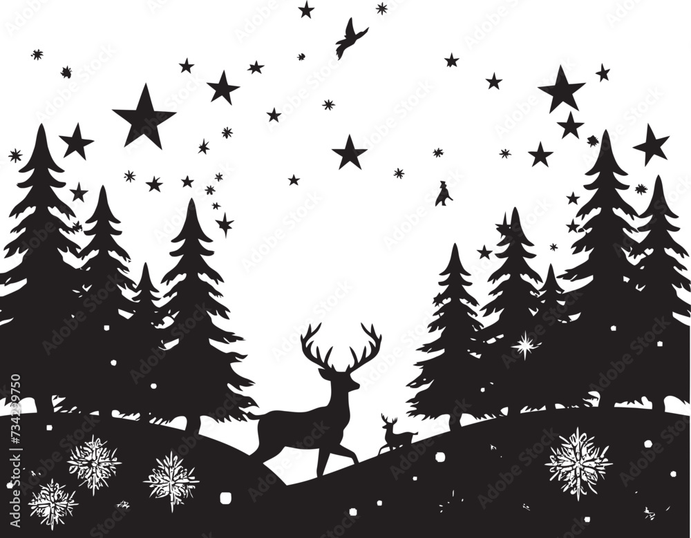 Gothic Glittering Tree Sophisticated Vector Christmas Card Silent Night Serenity Minimalistic Black Christmas Card Gothic Glittering Tree Sophisticated Vector Christmas Card Silent Night Serenity Minimalistic Black Christmas Card