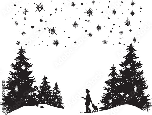 Noir North Pole Stylish Abstract Vector Christmas Card Midnight Mirth Elegant Black Christmas Card Element