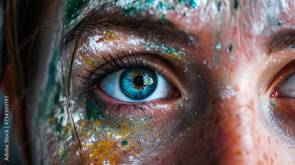 intrigue in the eyes of a student, clearly inspired by the creativity on display in a contemporary art section. generative ai intrigue in the eyes of a student, clearly inspired by the creativity on display in a contemporary art section. generative ai