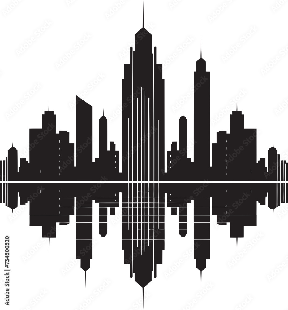 Gothic Grace Sophisticated Abstract Vector Graphic Silent Structures Minimalistic Black Cityscape Graphic