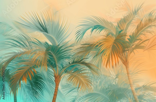 palm trees on a tropical background Generative AI