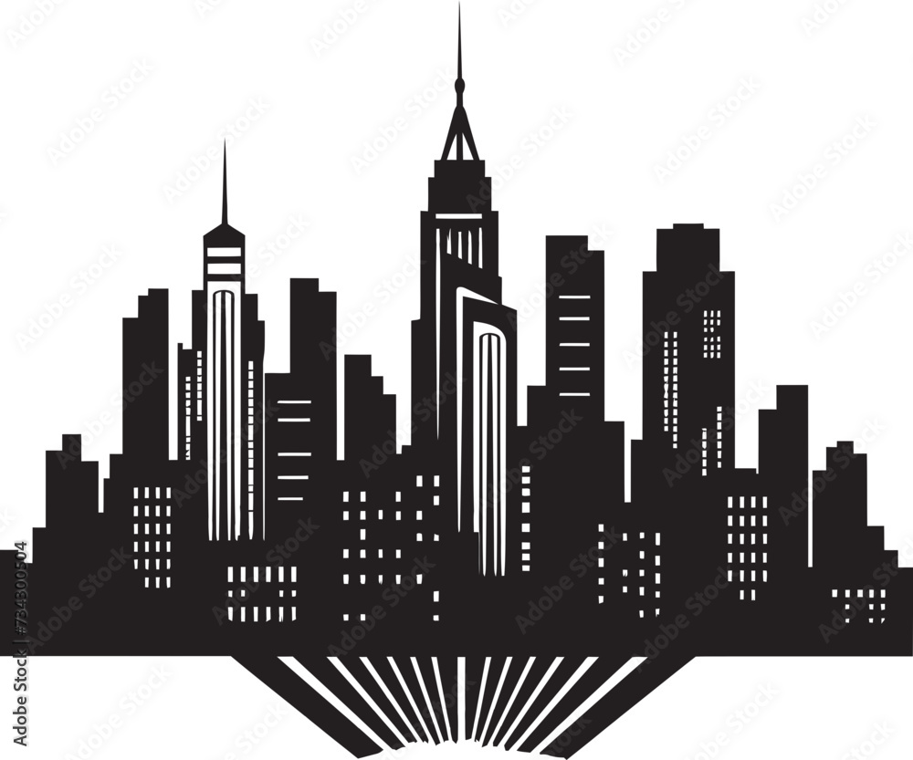 Ink Architectural Angles Contemporary Vector Design Shadowed Skylines Chic Black Cityscape Graphic