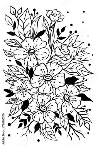 floral coloring page vector