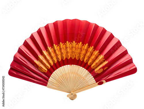 a red and yellow fan