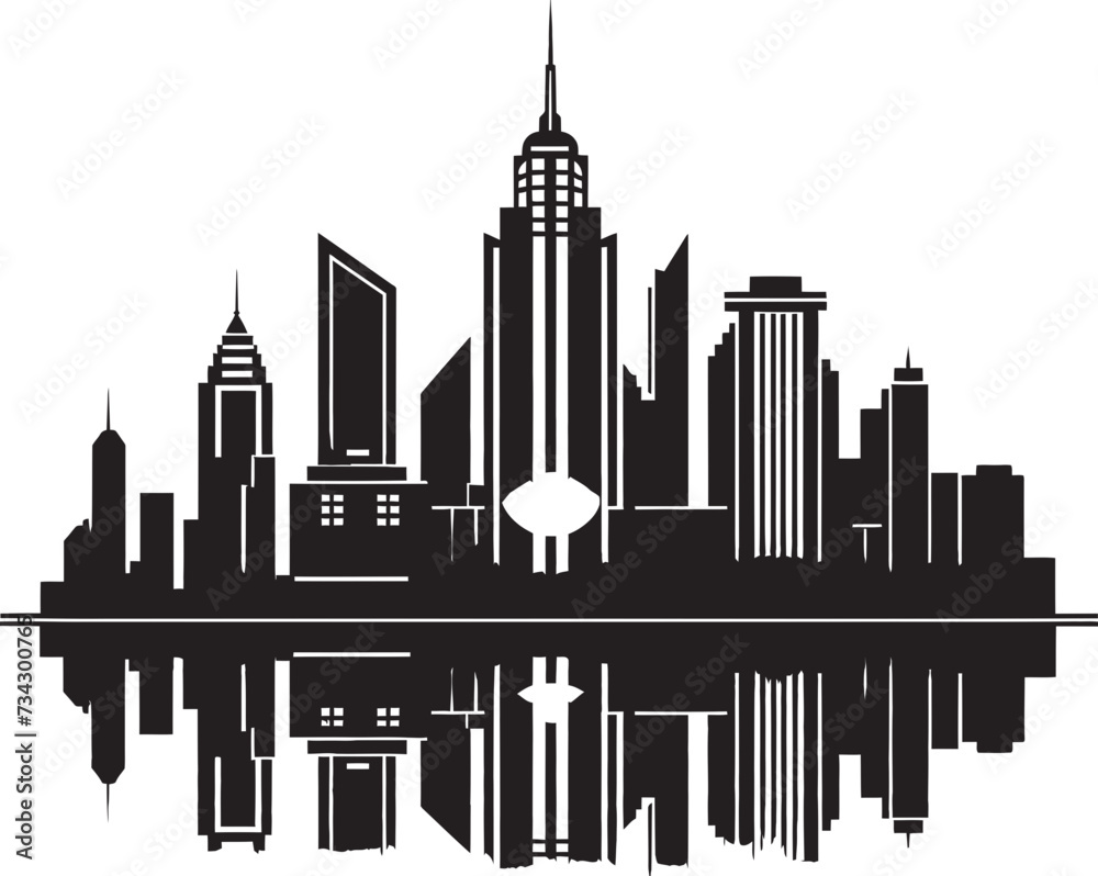 Ink Architectural Angles Contemporary Black Vector Design Shadowed Skylines Chic Black Cityscape Graphic
