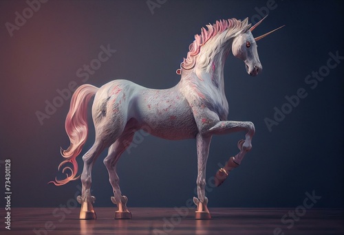 Pretty unicorn standing magical fantasy Generative AI