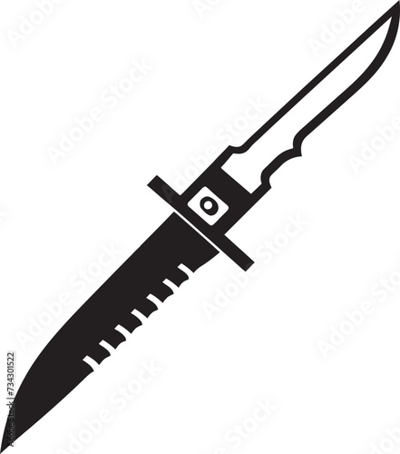 Gothic Guardian Sophisticated Black Combat Knife Design Silent Stalker Minimalistic Vector Knife Icon