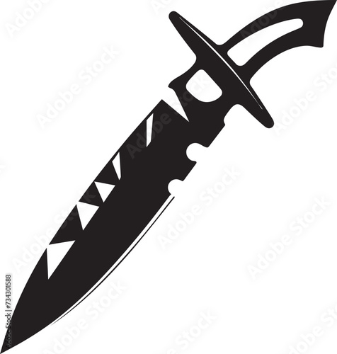 Ebony Enforcer Refined Black Combat Knife Icon Chic Covert Cutlery Modern Vector Knife Graphic