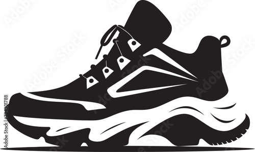 Shadow Speedster Chic Black Shoe Icon Gothic Gear Sophisticated Sports Shoe Vector