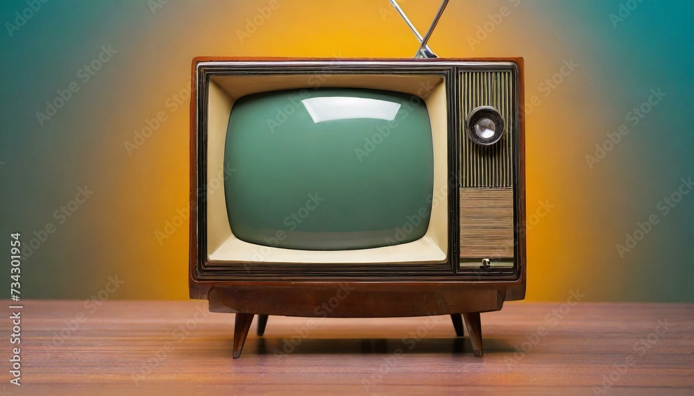 Old retro TV front gradient background