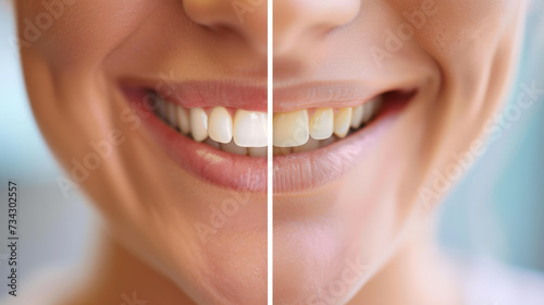 Radiant Smile Transformation: Dental Whitening Before and After. Generative AI