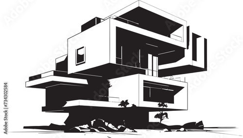 Mystic Metropolis Intriguing Vector Buildings Ebony Envision Refined Black Architecture