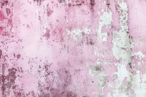 Weathered pink wall with peeling paint and distressed texture. © Enigma