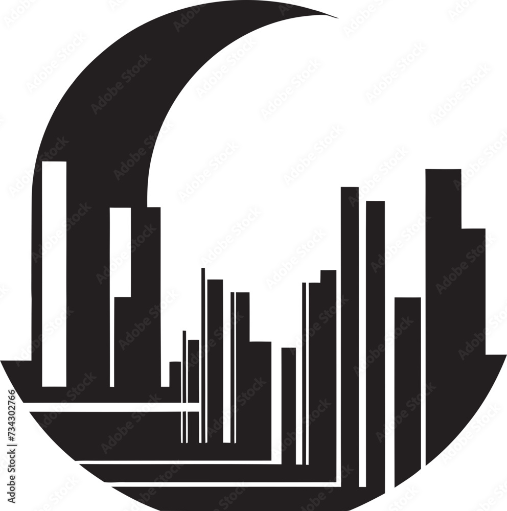 Ebony Elevation Sleek Vector Architectural Graphic Chic Urban Noir Modern Black Structure Art