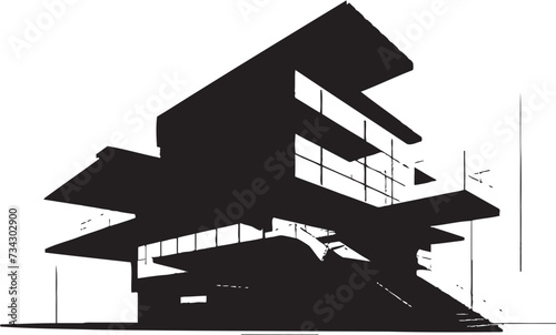 Ebony Envision Refined Abstract Architecture Design Chic Urban Utopia Modern Black Vector Structure