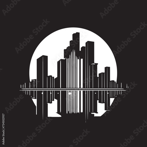 Midnight Monochrome Chic Black Architectural Graphic Gothic Galore Sophisticated Abstract Vector Structure