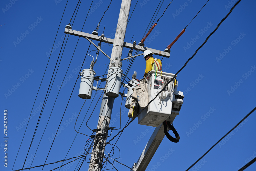 Power lines and power distribution. Power lines and power distribution.
