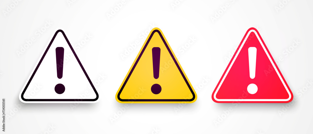 Set Of Triangel Shaped Warning Signs Set Of Triangel Shaped Warning Signs