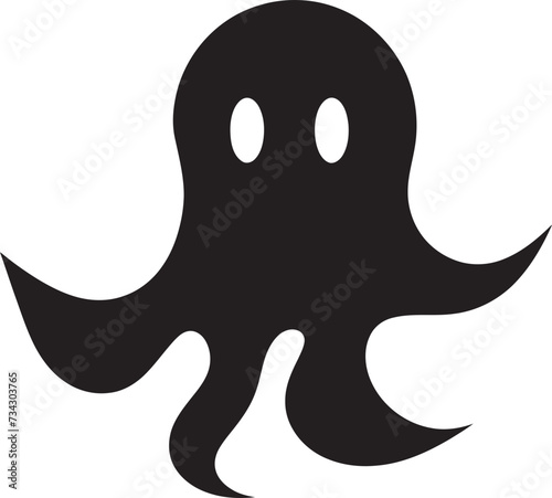 Miniature Spectral Charm Cute Black Ghost Symbols Wee Wraith Whimsy Playful Ghost Vector Elements