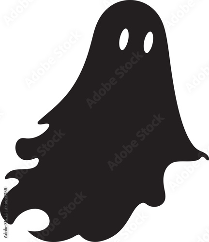 Miniature Ghostly Glee Sweet Black Ghost Icons Diminutive Haunted Charm Charming Vector Graphics