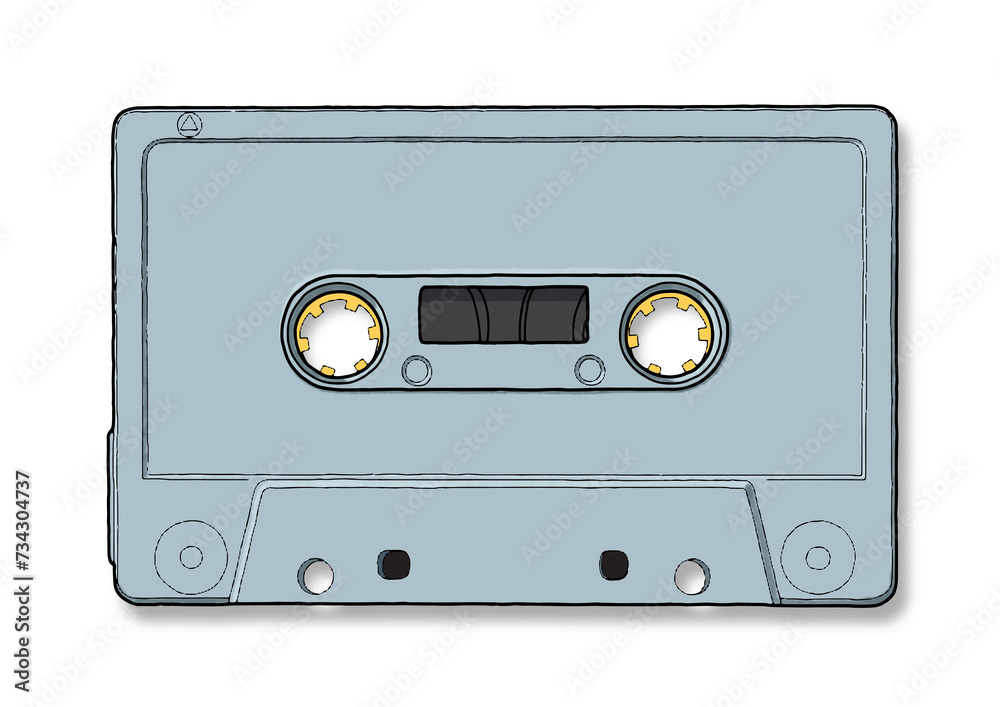 Obraz premium Hand-drawn music box as a line drawing colorized and digitized with light shadow on a transparent background