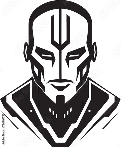 Techno Titan Black Cyberrobot Design Electronic Enigma Vector Robot Face
