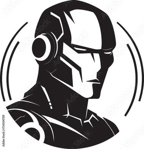 Electronic Avatar Futuristic Robot Face Techno Triumph Black Cybernetic Head