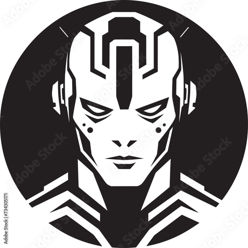 Cybernetic Crusader Black Robot Face Design Robotic Revelation Vector Cyberrobot Head Icon