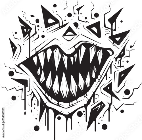 Cursed Grin Black Mouth Vector Graphic Diabolic Jaws Evil Jaw Symbol