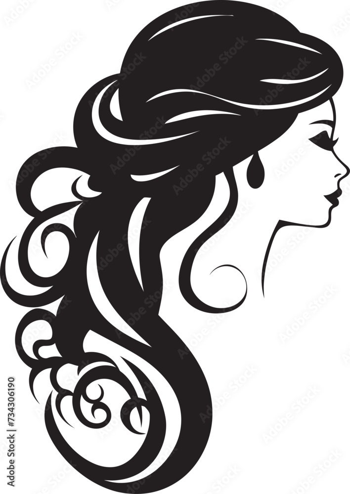 Noir Bloom Muse Vector Floral Face Icon Obsidian Beauty Black Floral Woman Symbol Noir Bloom Muse Vector Floral Face Icon Obsidian Beauty Black Floral Woman Symbol
